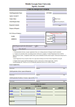 Agency Accounts Check Request Form
