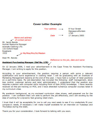 Application Cover Letter Example