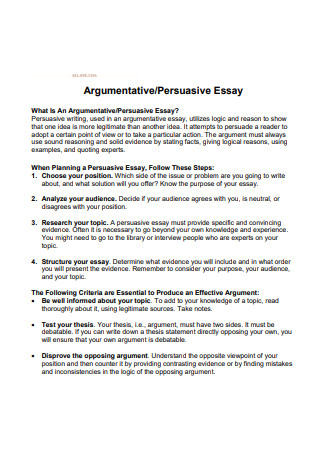 Argumentative Persuasive Essay