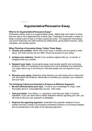 what is a argumentative or persuasive essay