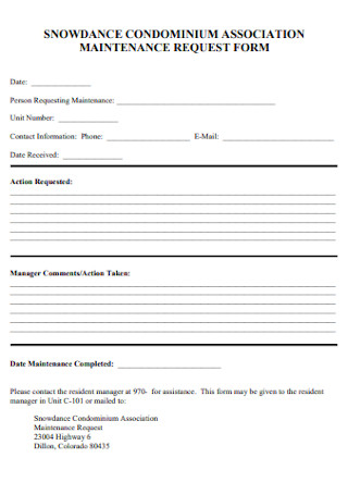 Association Maintanance Request Form