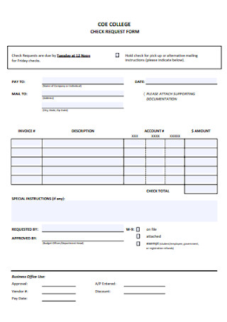 Basic College Check Request Form