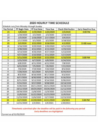 Basic Hourly Time Schedule