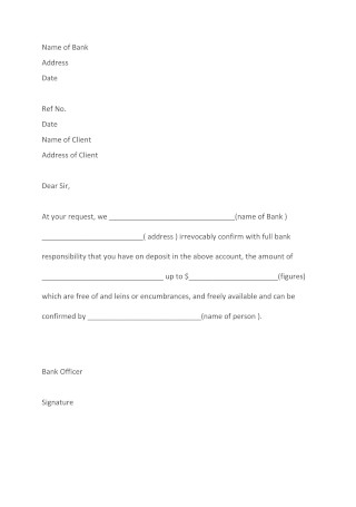 Blank Form of Proof of Funds Letter