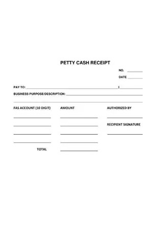 Blank Petty Cash Receipt