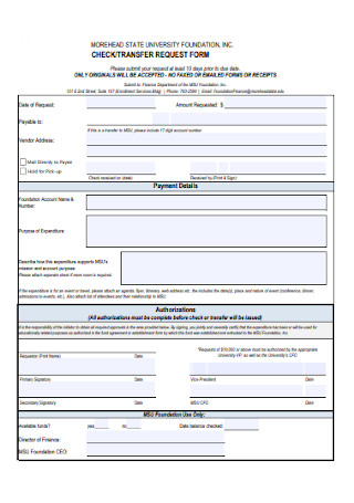 Check Transfer Request Form