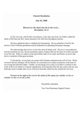 Church Condolence Letter