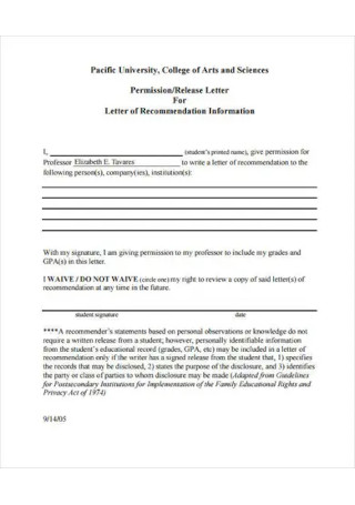 College Release Letter Template