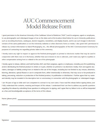 Commencement Model Release Form
