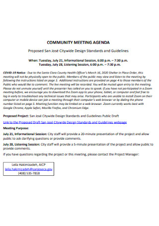Community Meeting Agenda