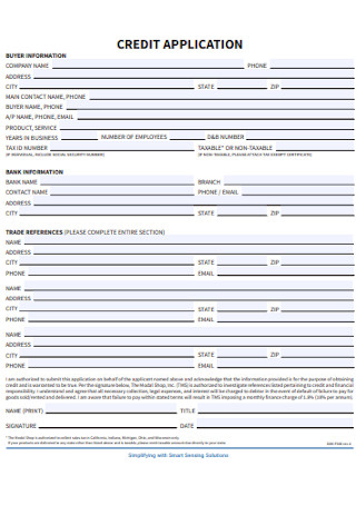 Company Credit Application Form