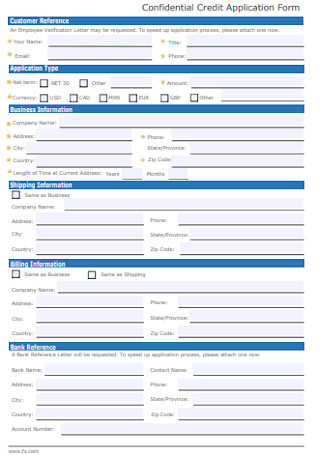 Confidential Credit Application Form