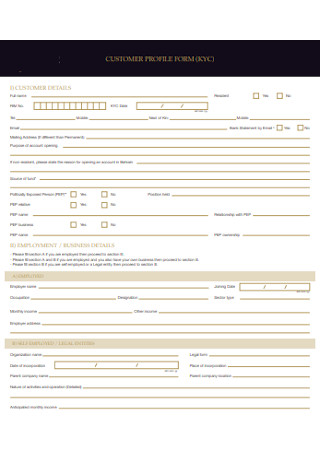 Customer Profile Form Example