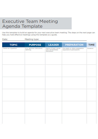 Executive Team Meeting Agenda