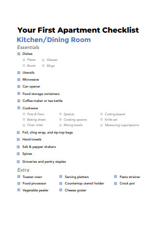 First Apartment Checklist Format