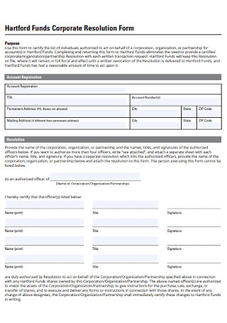Funds Corporate Resolution Form