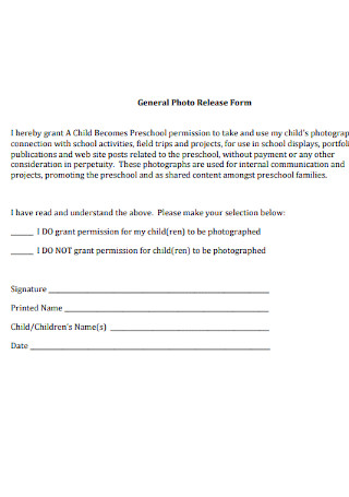 General Photo Release Form