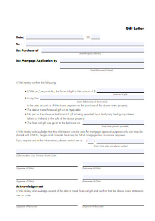 Gift Letter Form Template