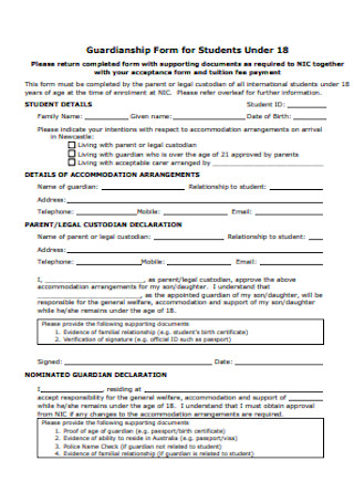 Guardianship Form for Students