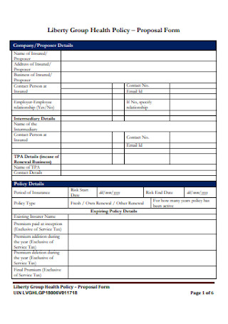 Health Policy Proposal Form
