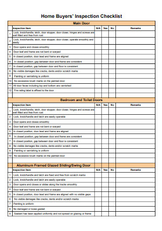 Home Buyers Inspection Checklist
