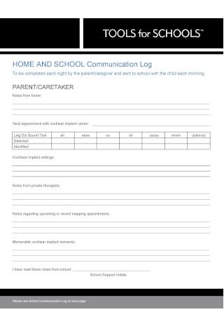 Home and School Communication Log