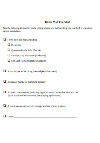 House Visit Checklist