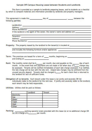 Housing House Rental Lease Agreement