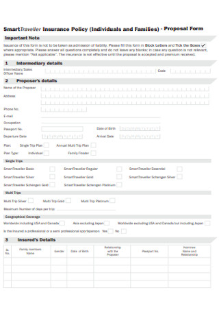 Insurance Policy Proposal Form