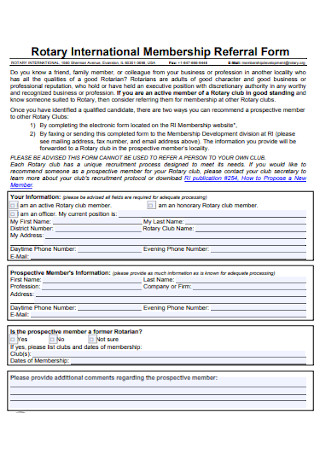 International Membership Referral Form 