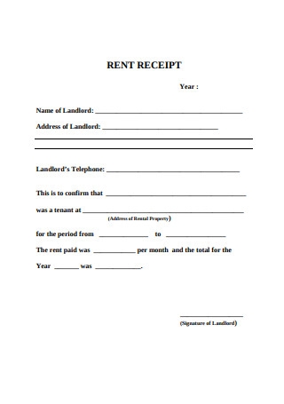 Landlord Monthly Rent Receipt