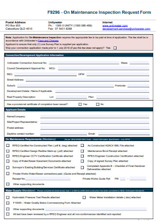 Maintenance Inspection Request Form