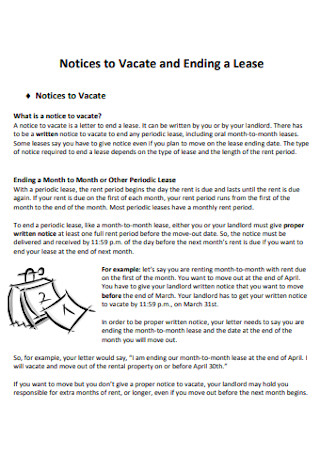 Notices to Vacate and Ending a Lease