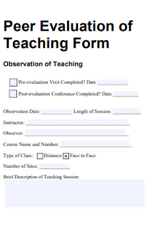 Peer Evaluation of Teaching Form