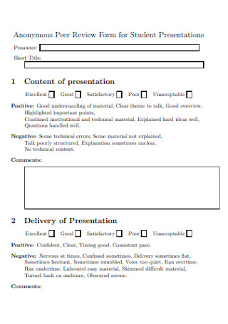 Peer Review Form for Student