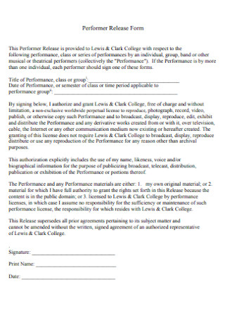 Performer Release Form