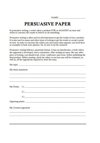 Persuasive Essay Handout