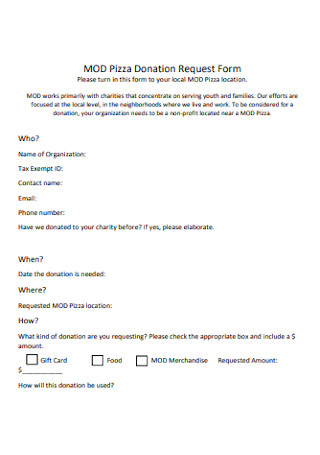Pizza Donation Request Form