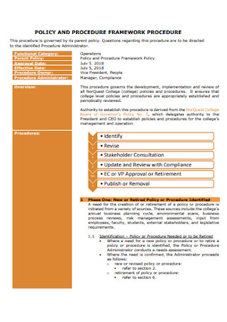 Policy and Procedure Framework Example