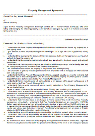 Pure Property Management Agreement