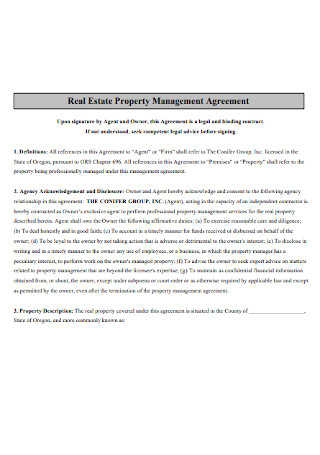 Real Estate Property Management Agreement