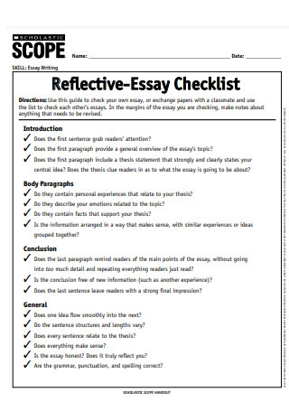 Reflective Essay Checklist