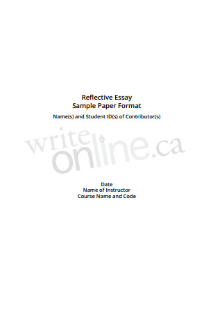 Reflective Essay Sample Paper Format