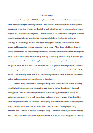 reflective essay writing example student e pdf