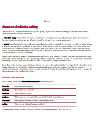 Reflective Writing Structure