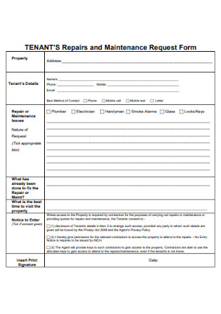 Repairs and Maintenance Request Form
