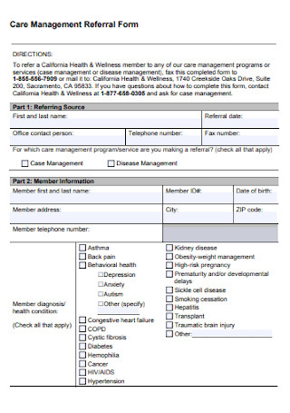Sample Care Management Referral Form