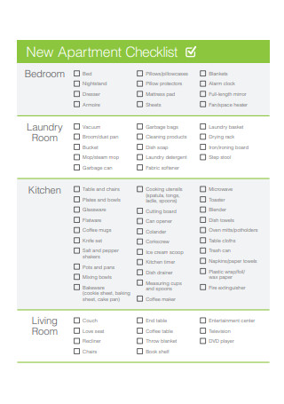 Sample New Apartment Checklist