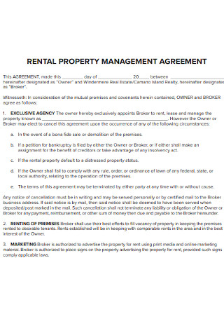 Sample Rental Property Management Agreement