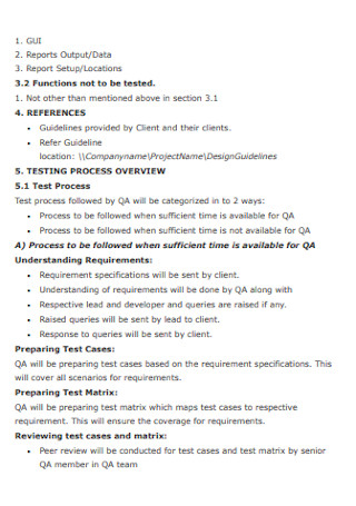 Sample Software Project Test Plan